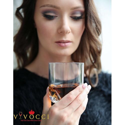  [아마존베스트]Vivocci Unbreakable Tritan Plastic Rocks 12.5 oz Whiskey & Double Old Fashioned Glasses | Thumb Indent Base | Ideal for Bourbon & Scotch | Perfect For Homes & Bars | Dishwasher Saf