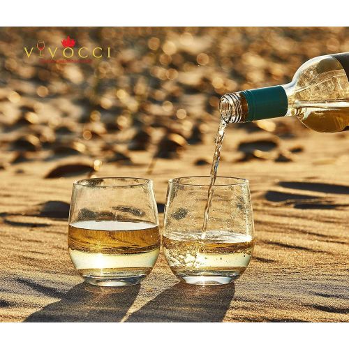  [아마존베스트]Vivocci Unbreakable Elegant Plastic Stemless Wine Glasses 20 oz | 100% Tritan Heavy Base | Shatterproof Glassware | Ideal For Cocktails & Scotch | Perfect For Homes & Bars | Dishwa