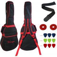 [아마존베스트]Vizcaya 41 Inch Waterproof Dual Adjustable Shoulder Strap Acoustic Guitar Gig Bag 15mm Padding Backpack with Accessories(Adult Guitar Strap,Picks,Strap Lock) -Black