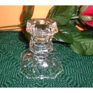 /Vjscandles One Vintage Clear Crystal Taper Candlestick Holder 3 Tall, Octagon Shaped Base