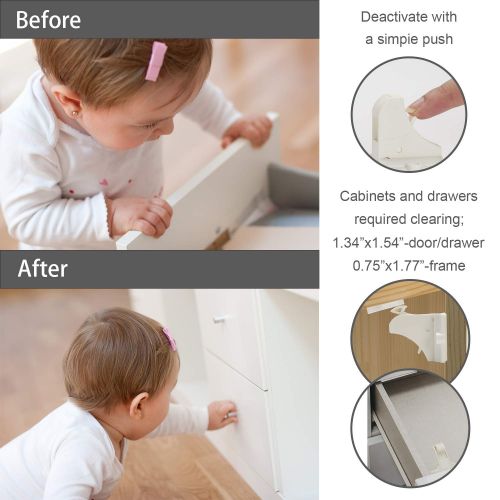  Vkania Child Safety Magnetic Cabinet Locks - 8 Pack Children Proof Cupboard Baby Locks Latches with 3M Adhesive for Cabinets & Drawers and Screws Fixed for Durable Protection