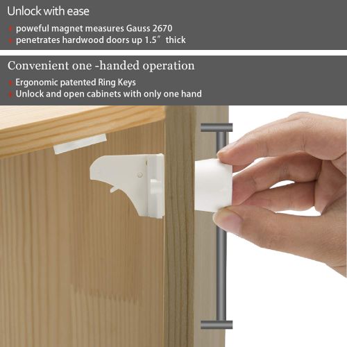  Vkania Child Safety Magnetic Cabinet Locks - 8 Pack Children Proof Cupboard Baby Locks Latches with 3M Adhesive for Cabinets & Drawers and Screws Fixed for Durable Protection