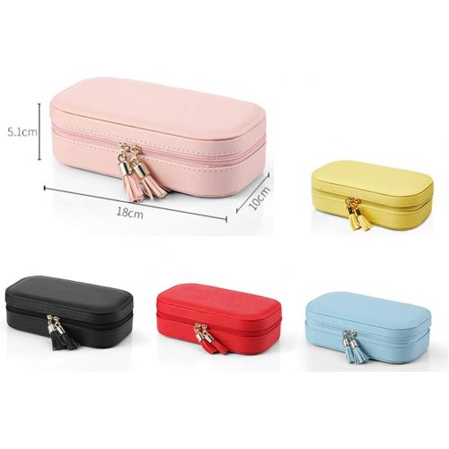  [아마존 핫딜] Vlando Small Travel Tassel Jewelry Box Organizer - Woman Girls Faux Leather Jewelries Storage Holder for Necklaces Earrings Rings, Black