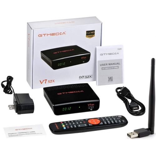  [아마존베스트]Vlogdeals [2020 Newest] GTMEDIA V7S2X HD 1080P FTA DVB-S2X H.265 HEVC 8bit Free to air Digital Satellite TV Receiver with USB WiFi Antenna Support Biss auto roll V7S Upgrade (New Generation