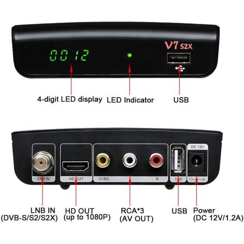  [아마존베스트]Vlogdeals [2020 Newest] GTMEDIA V7S2X HD 1080P FTA DVB-S2X H.265 HEVC 8bit Free to air Digital Satellite TV Receiver with USB WiFi Antenna Support Biss auto roll V7S Upgrade (New Generation