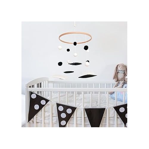  Montessori Mobile, Black and White Baby Crib Mobile, Neutral Nursery Mobile Decoration for Pack N Play, for Baby Boy & Girl, Sun, Moon, Star, Snow, Cloud