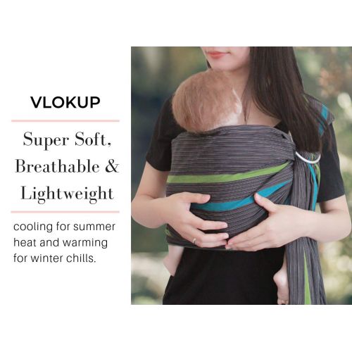  [아마존베스트]Vlokup Baby Sling Ring Sling Carrier Wrap, Extra Soft Lightweight Cotton Baby Slings for Infant, Toddler, Newborn and Kids, Great Gift, Lightly Padded Adjustable Nursing Cover Grey