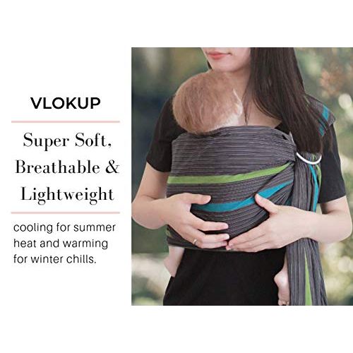  [아마존베스트]Vlokup Baby Sling Ring Sling Carrier Wrap, Extra Soft Lightweight Cotton Baby Slings for Infant, Toddler, Newborn and Kids, Great Gift, Lightly Padded Adjustable Nursing Cover Grey