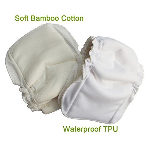  Vlokup Baby Waterproof Cloth Diaper Inserts 5 Layer with Gussets for Newborn Toddler Kids, Nature Bamboo Cotton Nappy Liner for Pocket Diaper, Reusable Washable Absorbent (Pack of