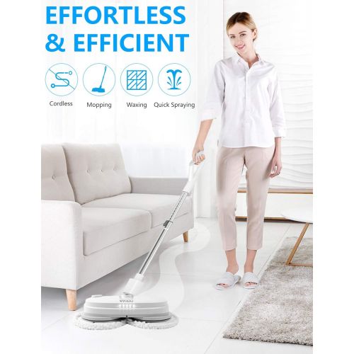  [아마존 핫딜] [아마존핫딜]Vmai vmai Electric Mop, Cordless Electric Spin Mop, Hardwood Floor Cleaner with Built-in 300ml Water Tank, Polisher with Led Headlight and Sprayer, Scrubber for Hard Floor & Tile, Power