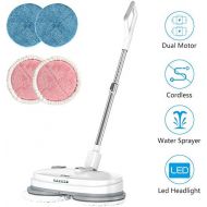 [아마존베스트]vmai Electric Mop, Cordless Electric Spin Mop, Hardwood Floor Cleaner with Built-in 300ml Water Tank, Polisher with Led Headlight and Sprayer, Scrubber for Hard Floor & Tile, Power