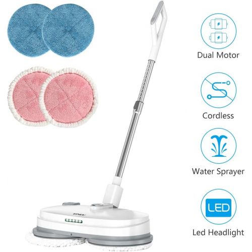  vmai Electric Mop, Cordless Electric Spin Mop, Hardwood Floor Cleaner with Built-in 300ml Water Tank, Polisher with Led Headlight and Sprayer, Scrubber for Hard Floor & Tile, Power