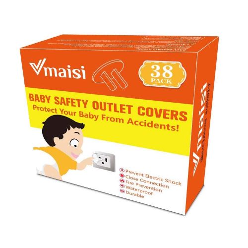  [아마존베스트]Vmaisi Outlet Covers ChildProof Plug Protector - VMAISI Baby Proofing Electrical Safety Outlet Plugs - (White, 38 Pack)
