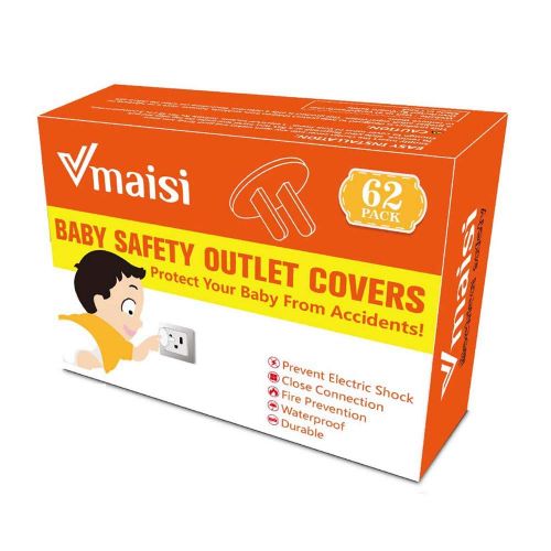  [아마존베스트]Vmaisi Outlet Covers ChildProof Plug Protector - VMAISI 62 Pack Baby Proofing Electrical Safety Outlet Plugs