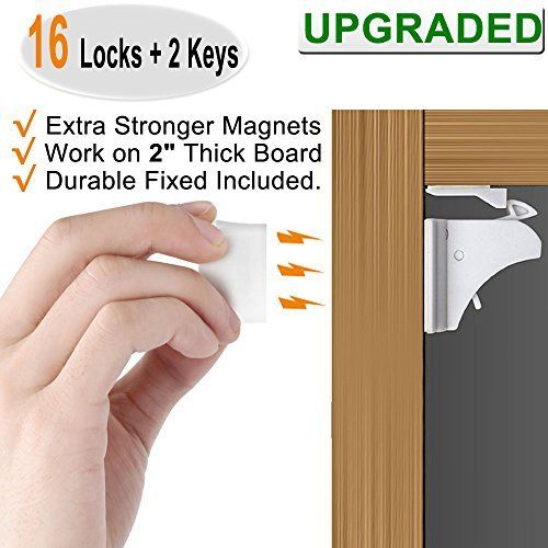  Vmaisi Child Safety Magnetic Cabinet Locks - 16 Pack Children Proof Cupboard Baby Locks Latches with 3M...