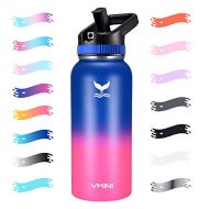 Vmini Water Bottle with Straw, Wide Sturdy Straw Lid with Dust Proof Cap, Wide Mouth Vacuum Insulated Stainless Steel Water Bottle, 32/40 oz