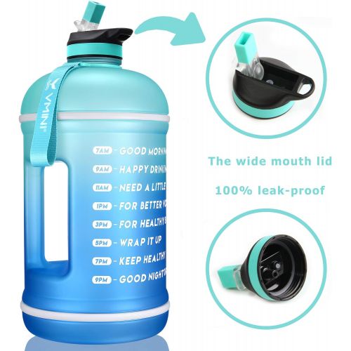  [아마존베스트]Vmini Water Bottle with Time Marker, Motivational Water Bottle & 1 Gallon Water Bottle with Time Marker to Drink More Daily - Leakproof Reusable Gym Sports Outdoor Large Capacity (