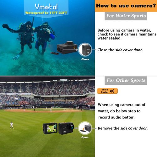  Vmotal GSV8580 4K WiFi wasserdichte Action Kamera, Ultra HD Kamera / 2,0 LCD / 16MP / 150 Grad Weitwinkel/Kein Gehause benoetigt innerhalb 5M Unterwasser (Schwarz)