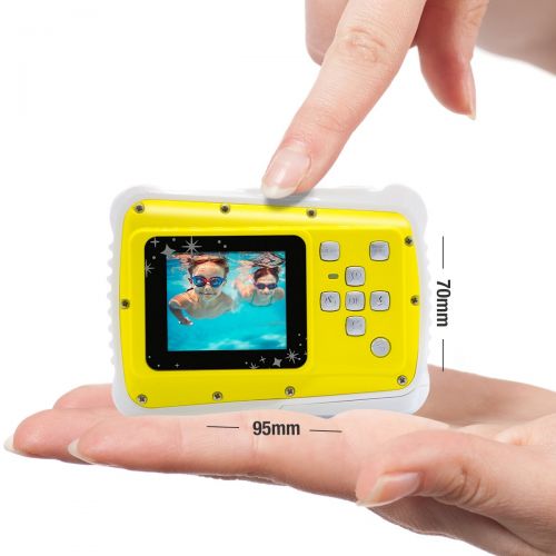  Kids Digital Camera, Vmotal Kids Waterproof Camera 2.0 Inch TFT Display 8MP Waterproof Camera for Children (Yellow)