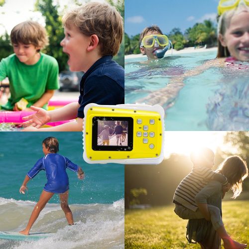  Kids Digital Camera, Vmotal Kids Waterproof Camera 2.0 Inch TFT Display 8MP Waterproof Camera for Children (Yellow)