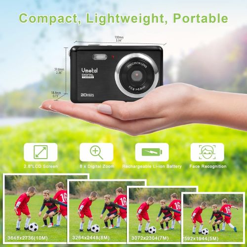  Vmotal Full HD 1080P 20MP Mini Digital Camera with 2.8 Inch TFT LCD Display,Digital Point and Shoot Camera Video Camera Student Camera, Indoor Outdoor for Kids/Beginners/Seniors (Black)