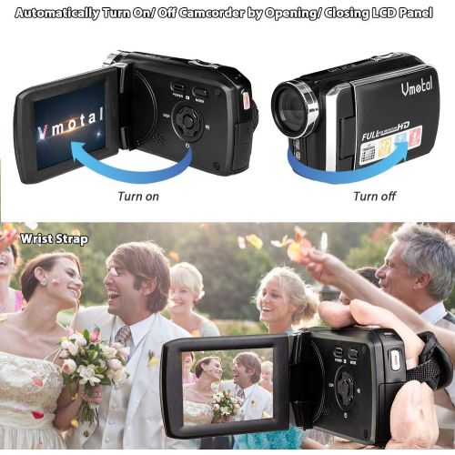  Video Camera Camcorder Vmotal 1080P Full HD 24.0 MP Digital Camera Recorder 2.8 Inch 270 Degree Rotation Screen Vlogging Camera Camcorders for Kids Children Teens Student Beginners