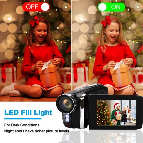  Video Camera Camcorder Vmotal 1080P Full HD 24.0 MP Digital Camera Recorder 2.8 Inch 270 Degree Rotation Screen Vlogging Camera Camcorders for Kids Children Teens Student Beginners