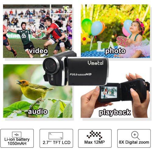  Video Camera Camcorder for Kids Vmotal Digital Camera Recorder Full HD 1080P 2.8 Inch 270 Degree Rotation LCD Flip Screen for Kids Children Beginner Teenager Gift