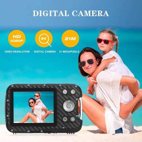  Vmotal Waterproof Digital Camera Full HD 1080P Underwater Camera 16 MP Underwater Camcorder with 1050MAH Rechargeable Battery Point and Shoot Camera DV Recording Waterproof Camera for Sno