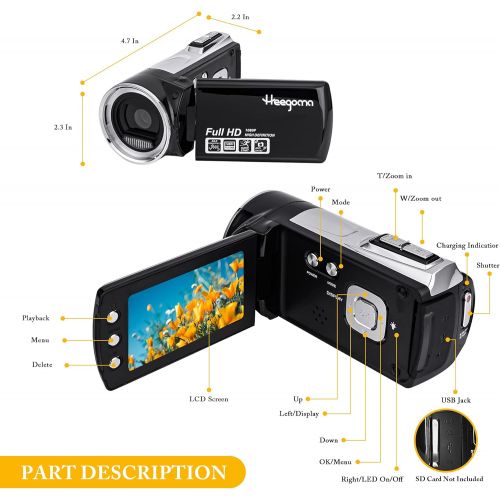  Video Camera Camcorder Vmotal FHD 1080P 30FPS 24MP Digital Camcorder 2.7 Inch 270 Degrees Rotatable Screen Video Recorder Camcorder Vlogging YouTube Camera for Kids Children Beginn