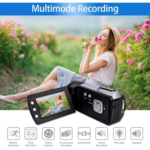  Video Camera Camcorder Vmotal FHD 1080P 30FPS 24MP Digital Camcorder 2.7 Inch 270 Degrees Rotatable Screen Video Recorder Camcorder Vlogging YouTube Camera for Kids Children Beginn