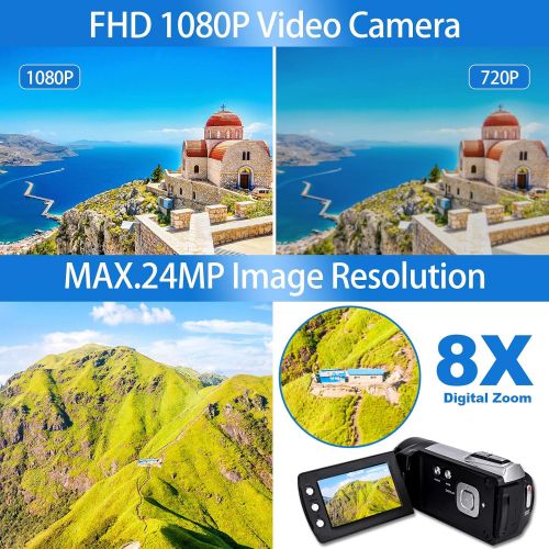  Video Camera Camcorder Vmotal FHD 1080P 30FPS 24MP Digital Camcorder 2.7 Inch 270 Degrees Rotatable Screen Video Recorder Camcorder Vlogging YouTube Camera for Kids Children Beginn