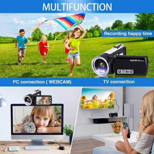  Video Camera Camcorder Vmotal FHD 1080P 30FPS 24MP Digital Camcorder 2.7 Inch 270 Degrees Rotatable Screen Video Recorder Camcorder Vlogging YouTube Camera for Kids Children Beginn