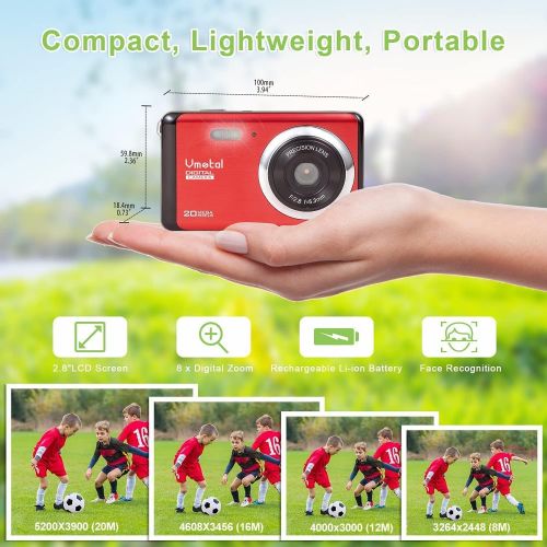  Vmotal Digital Camera 1080P FHD Mini Video Camera 20MP 2.8 inch LCD HD Rechargeable Vlogging Camera Students Compact Camera Kids Childrens Teens Beginners Point and Shoot Cameras-Holiday