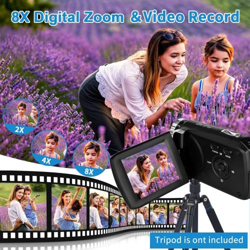  Vmotal Video Camera Camcorder for Kids Full HD 1080P 30FPS 36.0MP Digital Cameras Recorder for YouTube TikTok 2.8 Inch 270 Degree Rotation Screen Vlogging Camcorders for Teens Children Be