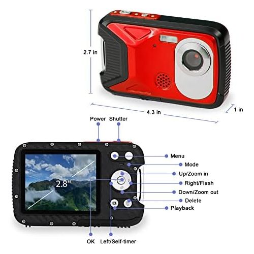  Vmotal Waterproof Digital Camera Full HD 1080P Underwater Camera 16 MP Underwater Camcorder Point and Shoot Camera Waterproof Camera for Kids Childrens Teens Beginners Snorkeling Swimming