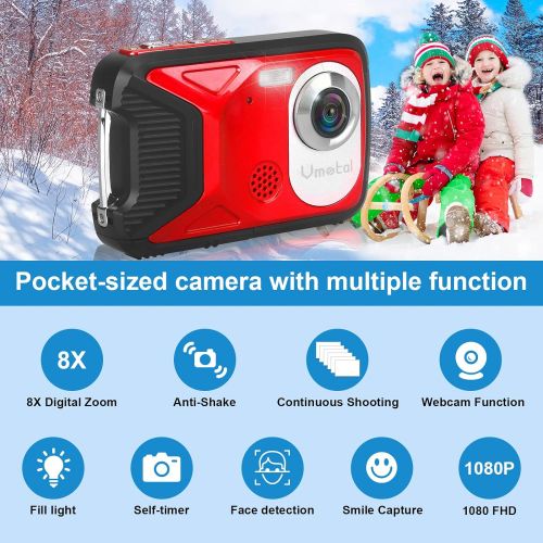  Vmotal Waterproof Digital Camera Full HD 1080P Underwater Camera 16 MP Underwater Camcorder Point and Shoot Camera Waterproof Camera for Kids Childrens Teens Beginners Snorkeling Swimming