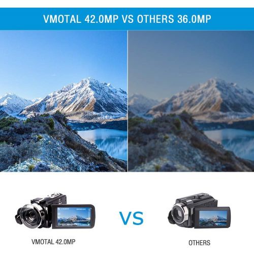  [아마존베스트]Video Camera Camcorder with Microphone, Vmotal 2.7K HD 42.0 MP 18X Digital Zoom IR Night Vision Vlogging YouTube Webcam Recorder, 3.0 Inch Screen with 2 Batteries Inculde 32GB SD C