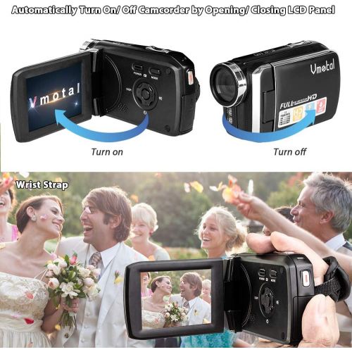  [아마존베스트]Vmotal Video Camera 1080P Camcorder Vlogging Camera for YouTube, Digital Camera Recorder 270 Degree Rotation Flip Screen