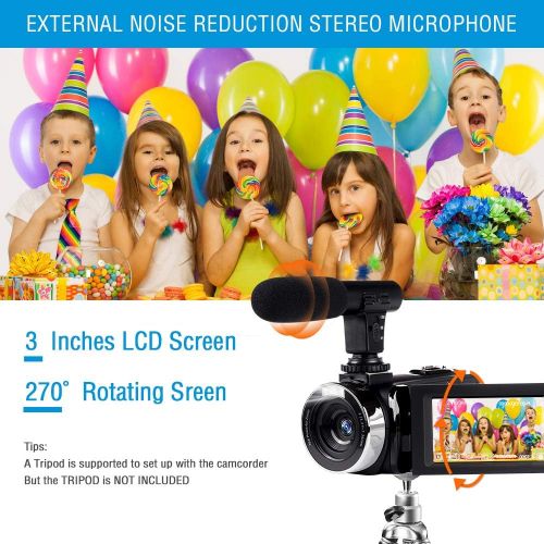  [아마존베스트]Video Camera Camcorder with Microphone, Vmotal 2.7K HD 42.0 MP 18X Digital Zoom IR Night Vision Vlogging YouTube Webcam Recorder, 3.0 Inch Screen with 2 Batteries Inculde 32GB SD C