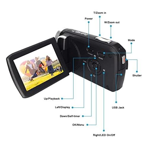  [아마존베스트]Vmotal HG5250 Digital Video Camcorder FHD 1080P 12MP DV 270 Degree Rotating Screen Video Camera for Kids/Beginners/Elderly People