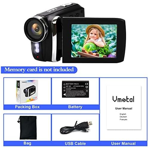  [아마존베스트]Vmotal HG5250 Digital Video Camcorder FHD 1080P 12MP DV 270 Degree Rotating Screen Video Camera for Kids/Beginners/Elderly People