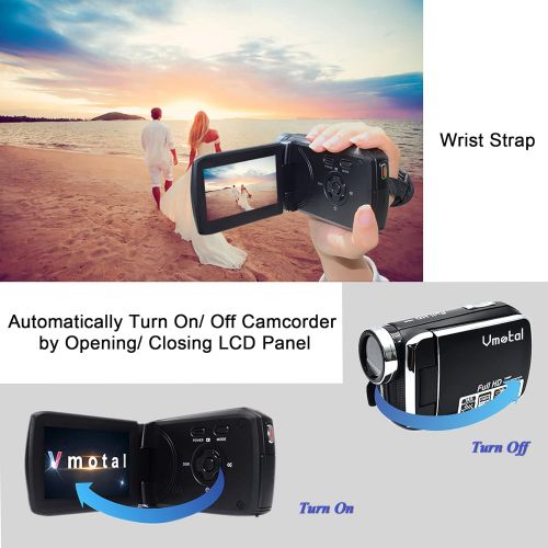  [아마존베스트]Vmotal HG5250 Digital Video Camcorder FHD 1080P 12MP DV 270 Degree Rotating Screen Video Camera for Kids/Beginners/Elderly People