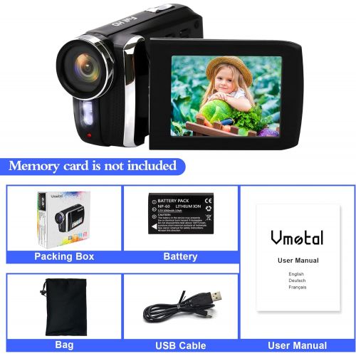  [아마존베스트]Vmotal HG5250 Digital Video Camcorder FHD 1080P 12MP DV 270 Degree Rotating Screen Video Camera for Kids/Beginners/Elderly People