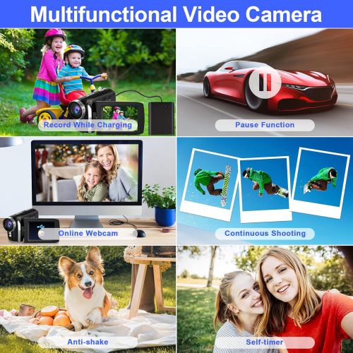  [아마존베스트]Vmotal HG5250 Digital Video Camcorder FHD 1080P 12MP DV 270 Degree Rotating Screen Video Camera for Kids/Beginners/Elderly People