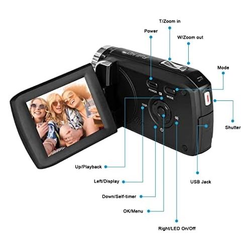  [아마존베스트]Vmotal GDV5250 Rechargeable Digital Camera FHD 1080P 12MP DV Camcorder 270 Degree LCD Rotating Screen Camcorder for Kids/Beginner/Elderly People