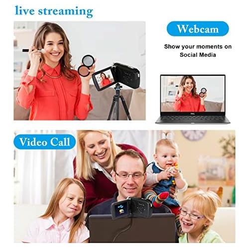  [아마존베스트]Vmotal GDV5250 Rechargeable Digital Camera FHD 1080P 12MP DV Camcorder 270 Degree LCD Rotating Screen Camcorder for Kids/Beginner/Elderly People