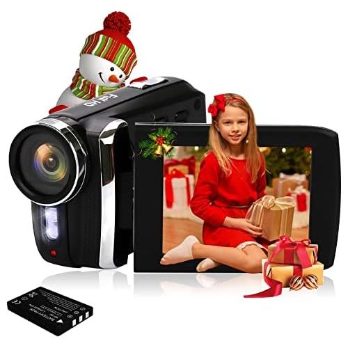  [아마존베스트]Vmotal GDV5250 Rechargeable Digital Camera FHD 1080P 12MP DV Camcorder 270 Degree LCD Rotating Screen Camcorder for Kids/Beginner/Elderly People