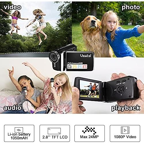  [아마존베스트]Vmotal GDV5250 Rechargeable Digital Camera FHD 1080P 12MP DV Camcorder 270 Degree LCD Rotating Screen Camcorder for Kids/Beginner/Elderly People