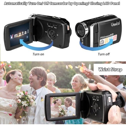  [아마존베스트]Vmotal GDV5250 Rechargeable Digital Camera FHD 1080P 12MP DV Camcorder 270 Degree LCD Rotating Screen Camcorder for Kids/Beginner/Elderly People